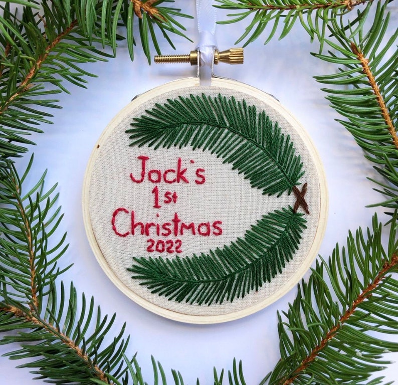 Custom Baby's First Christmas Ornament 3 inch round image 2