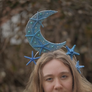 Mermaid Moon Headband: Aqua Starfish Crown