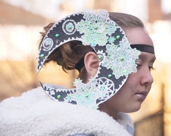 Arctic Moon Headband: Shimmery Snow Queen costume headpiece