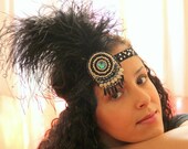 Beaded black flapper headpiece, 1920s headpiece, 1920s headband, flapper costume, 1920s headdress, roaring 20s costume, Gatsby headband