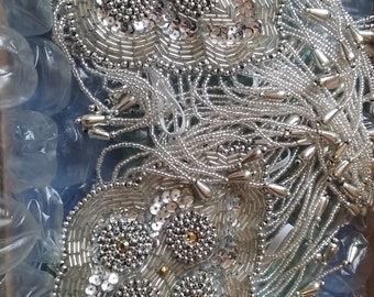 1920s flapper corsage, silver and gold wrist corsage, 1920s corsage, Gatsby corsage, 20s prom corsage, flapper accessories, flapper dress