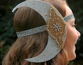 Crescent moon headpiece, moon headband, celestial headpiece, elven headpiece, lunar headpiece, moon costume,  1920s headpiece, solar system