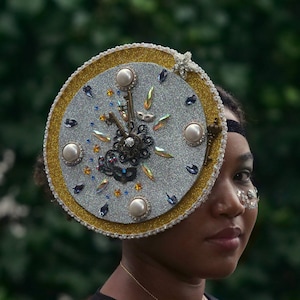 Clock Headpiece: Rhinestone Masquerade Costume, Alice in Wonderland Headband