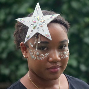 Silver Star hair clip, Star headpiece, shooting star hair clip, Space Girl costume, Galaxy Girl, Star headband, celestial hair clip, cosmic