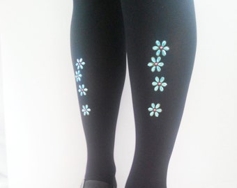 Daisy Flower Tights - Printed and StuddedTattoo tights