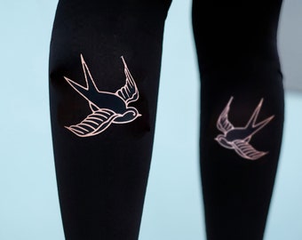 Rockabilly Swallows Tattoo Tights