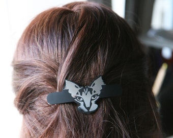 Cat Hair Barrette in Silver or Gold, Cat Hair Clip