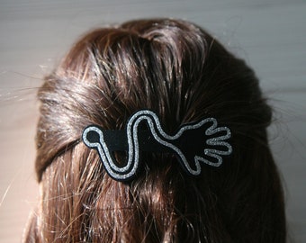 Hair Clip, Quirky Hand Hair Barrette in Gold or Silver