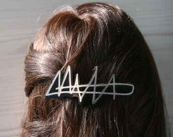 Hair Clip, Scribble Hair Barrette in Gold or Silver