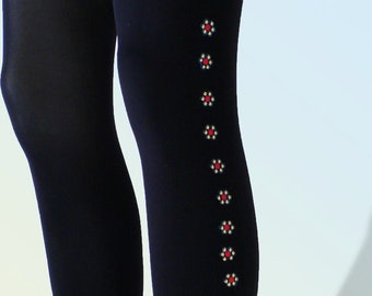 Sample Sale flower tights studded & printed flower stripe embellished tights