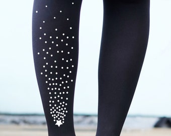 Shooting Star Tights - Gold or Reflective Printed Stars