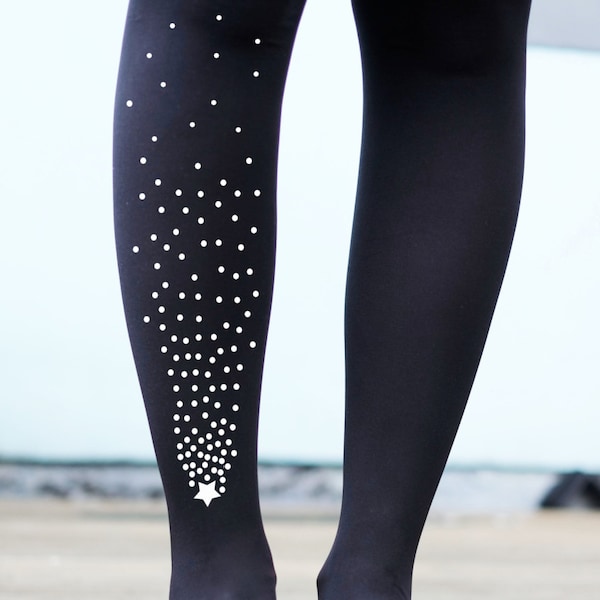 Shooting Star Tights - Gold or Reflective Printed Stars