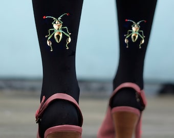 Insect Tights Gold or Silver Studded Bug 