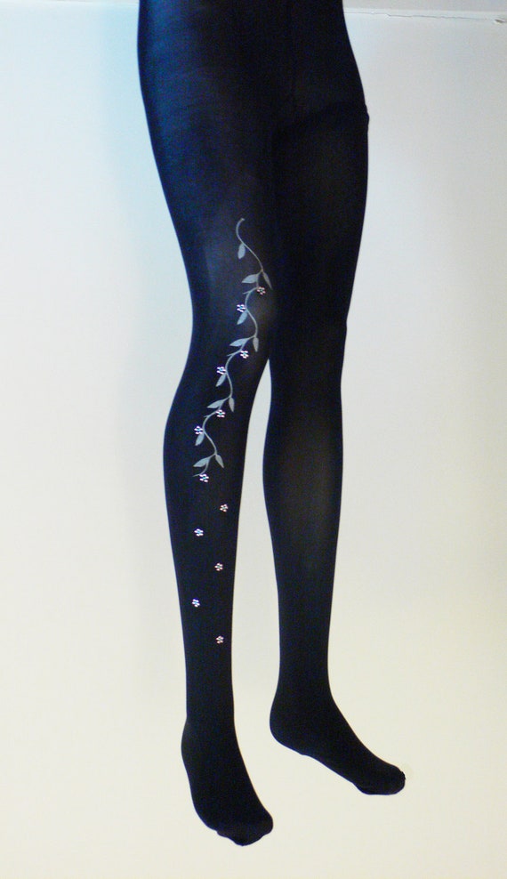 Flower Tights Studded & Printed Flowers Embellished Tights