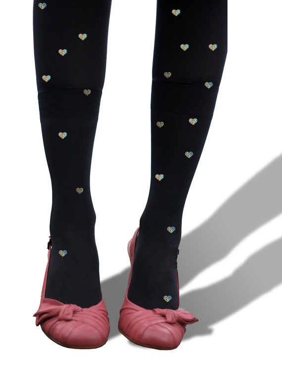 Silver or Gold or Red or Pink Heart Tights