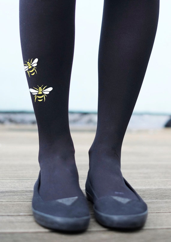 Bee Tights - Printed and Flocked Insect Tights