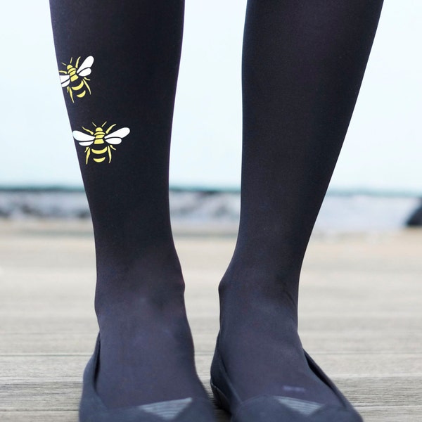 Bee Tights - Printed and Flocked Insect Tights