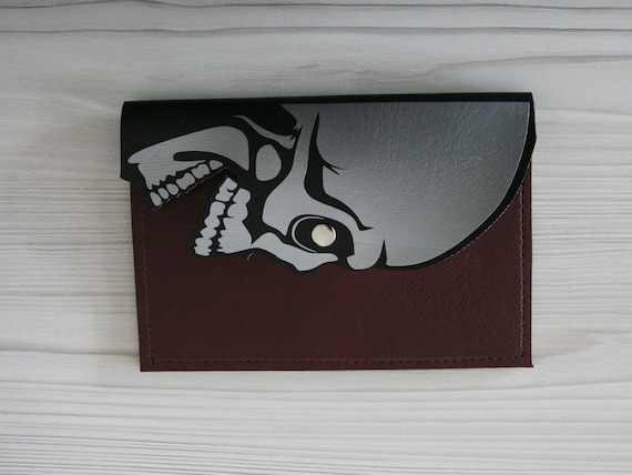 Vegan Leather Skull Purse Pouch