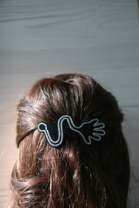 Hair Clip, Quirky Hand Hair Barrette in Gold or Silver