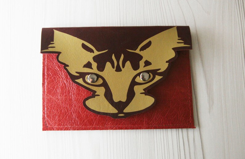 Recycled Leather Leather Cat Purse Pouch