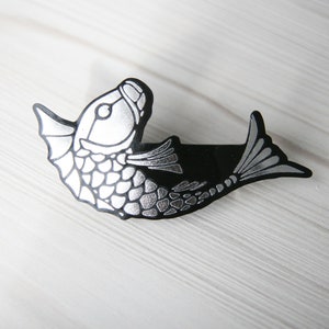 Hair Clip, Koi Fish Hair Barrette in Metallic Silver or Gold image 5