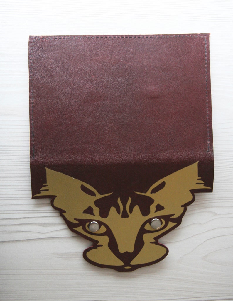 Recycled Leather Leather Cat Purse Pouch