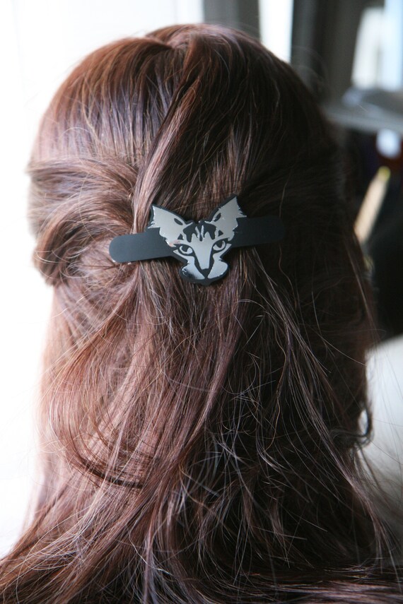 Cat Hair Barrette in Silver or Gold, Cat Hair Clip