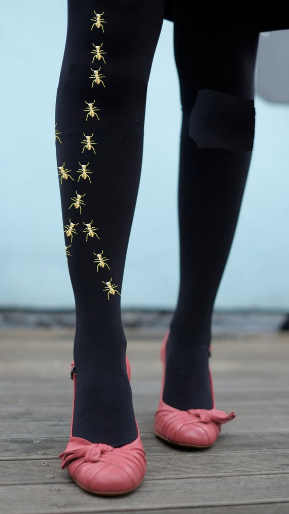 Embellished Ant Tights - Gold or Silver