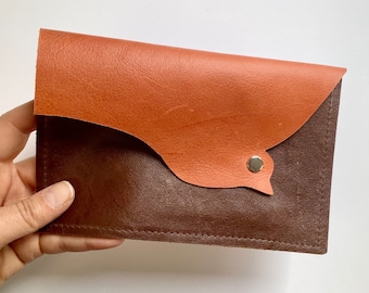 Leather Bird Purse Pouch - Recycled Leather