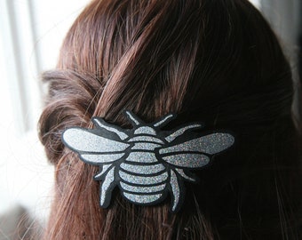 Hair Clip, Bee Hair Barrette, Gold or Silver