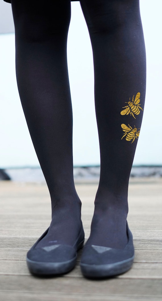 Gold or Silver Bee Tights - Printed Insect Tights