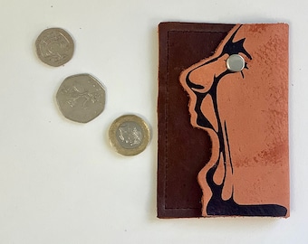 Quirky Leather Face Purse, Small Coin Purse, Cardholder, Recycled Leather