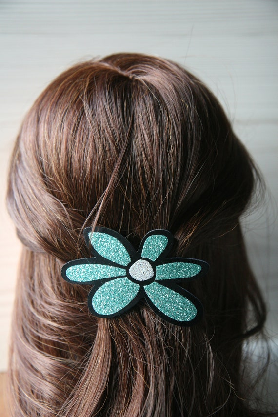 Doodle Flower Hair Barrette, Daisy hair clip