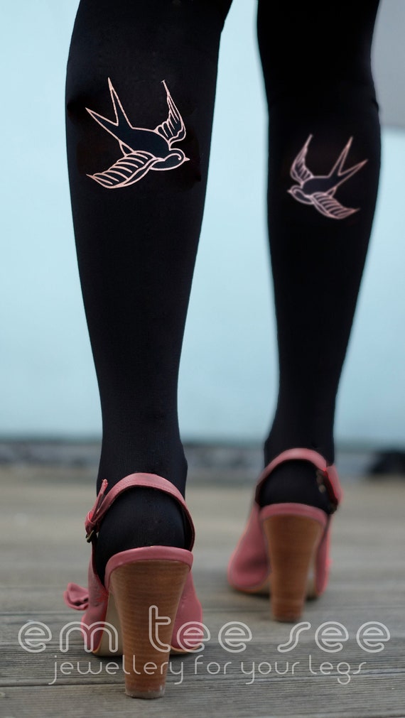 Rockabilly Swallows Tattoo Tights