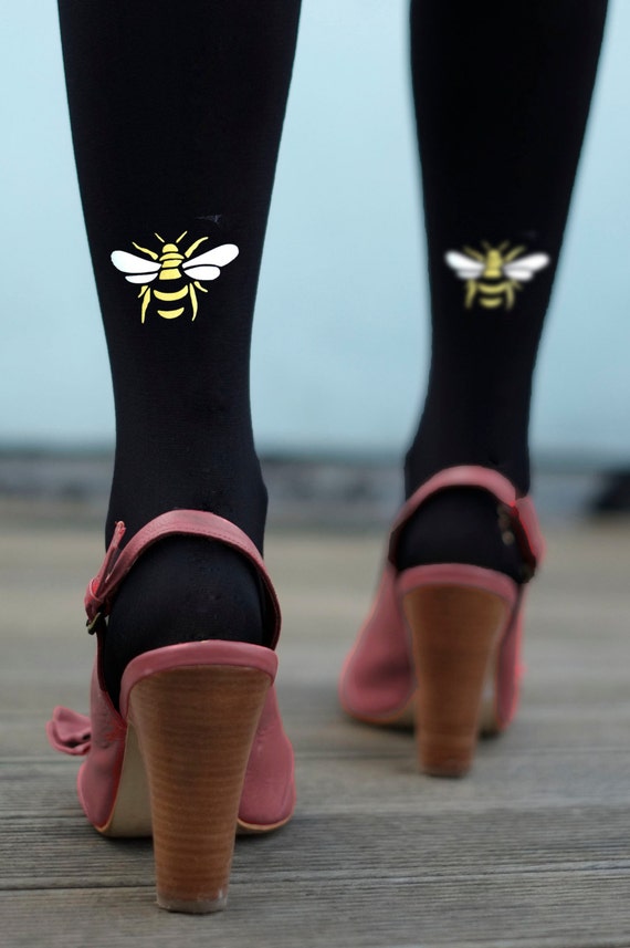 Bee Tights Printed and Flocked Insect Tights 