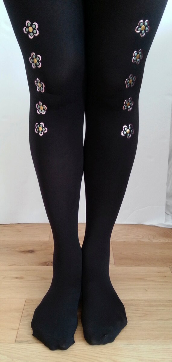 Sample - Embellished tights-studded Flowers Medium