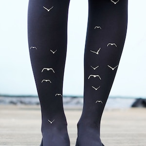 Tattoo Tights Flock of Birds print Gold or Silver