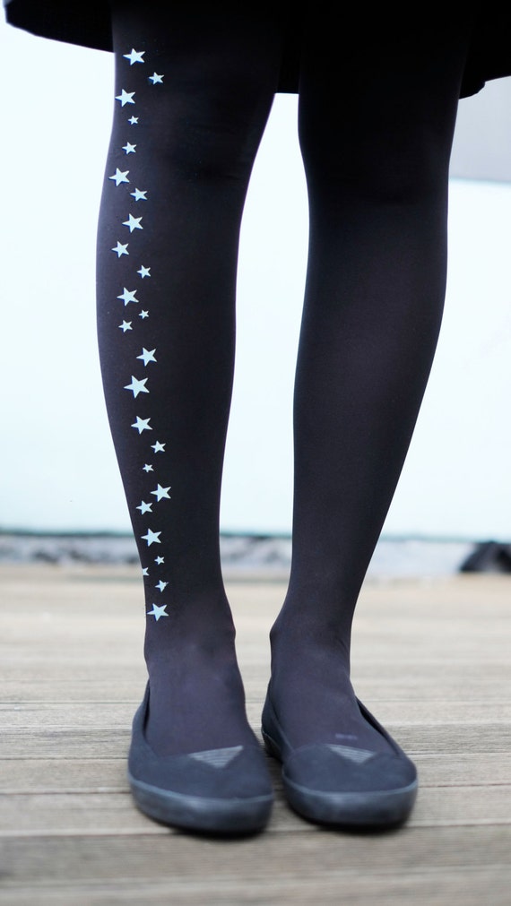 Star Tights - Gold or Silver or Reflective Printed Stars