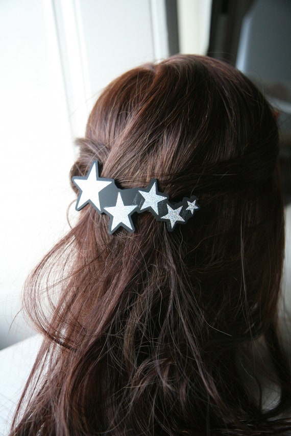 Hair Clip, Stars Hair Barrette in Gold or Silver