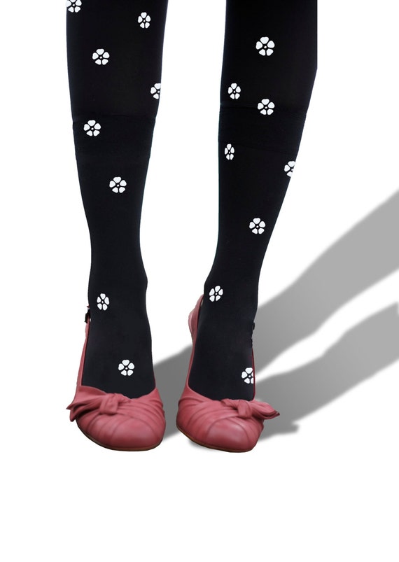 White Flowers on Black Tights