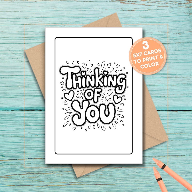 Thinking of You Coloring Cards: Kids' Sympathy, Get Well Card Designs ...