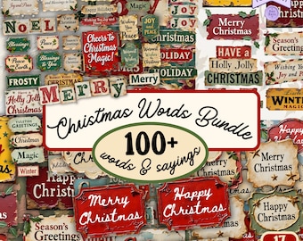 Christmas Greetings Printable: Holiday Words, Phrases, Junk Journal (PDF & JPG)