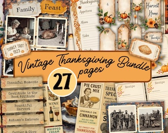 Thanksgiving Junk Journal Bundle: Vintage Printable Gratitude Kit (PDF + JPG)
