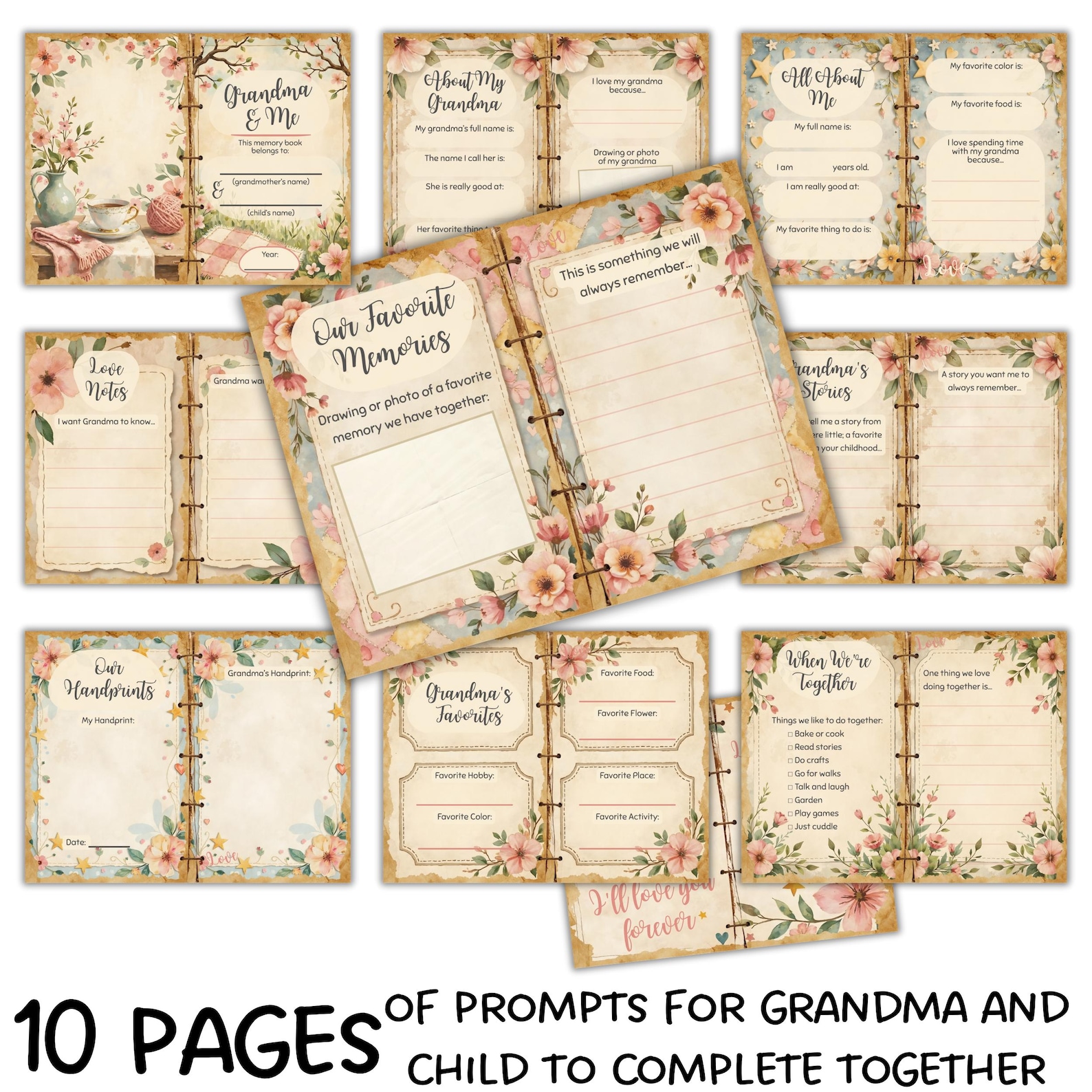 Memory Book Pdf Grandma & Me Memory Book | Keepsake Junk Journal Kit (27 Page PDF) - Etsy