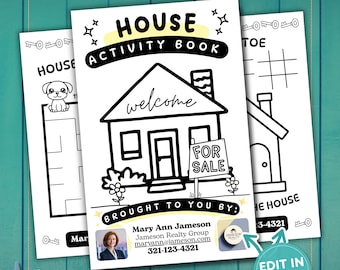 Real Estate Coloring Book Canva Template: Realtor Open House Activity (Digital Download)