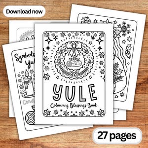 Yule Blessings Coloring Book: Pagan Winter Solstice Journal (PDF Download A4/US Letter)