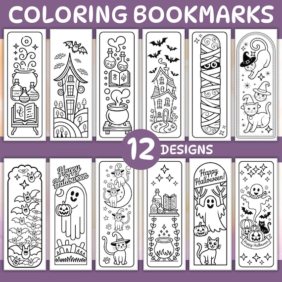 Halloween Bookmark Coloring Craft for Kids: Classroom Party Favor (PDF Download)