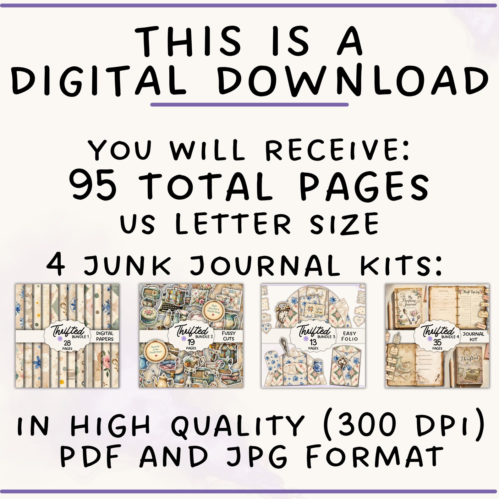 95 Page Mega Bundle Vintage Thrifted Junk Journal | Ephemera, Digital ...