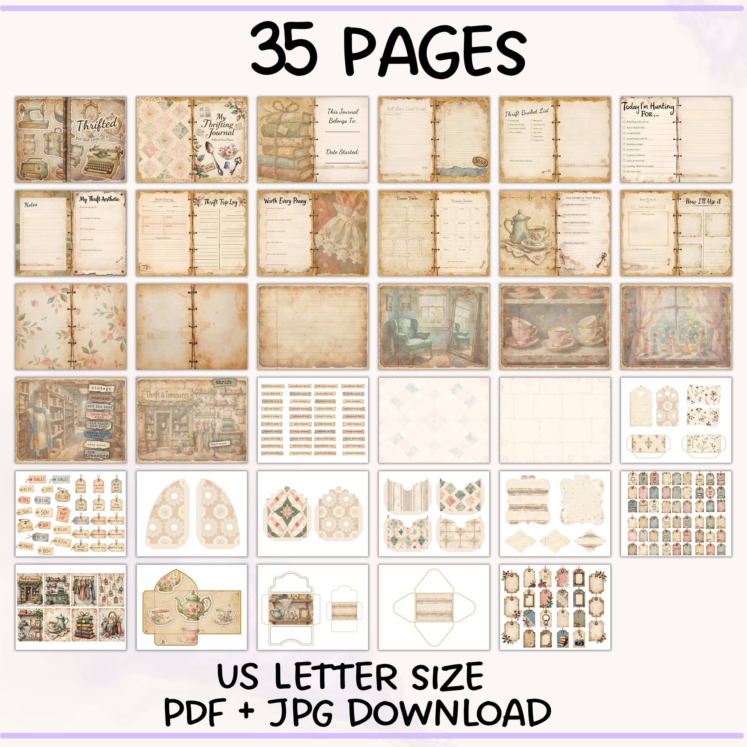 95 Page Mega Bundle Vintage Thrifted Junk Journal | Ephemera, Digital ...