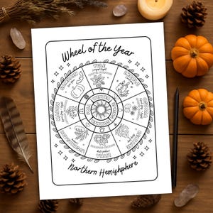 Wheel of the Year Coloring Workbook - Pagan Family Printables - Homeschool Resource - Kids Colouring Pages - All 8 Sabbat Guide Book PDF